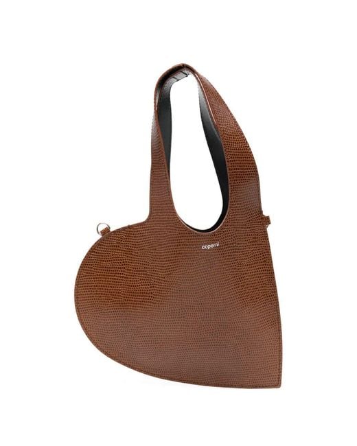 Coperni Brown Lizard Print Mini 'Heart' Tote