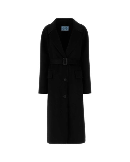 Prada Black Wool Blend Coat