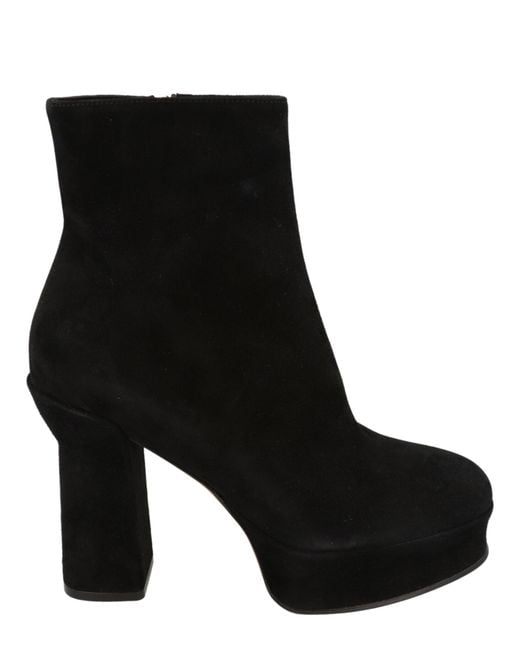 Ferragamo Black Sandra Suede Platform Booties