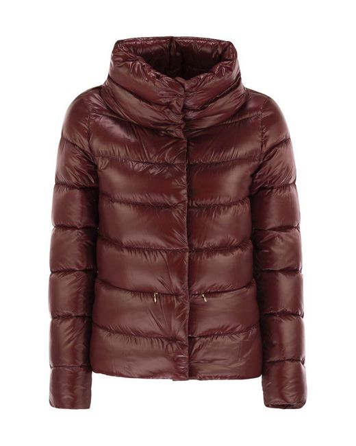 Herno Brown Down Jacket With Ring Collar