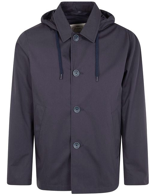 Herno Blue Cropped Hooded Jacket for men