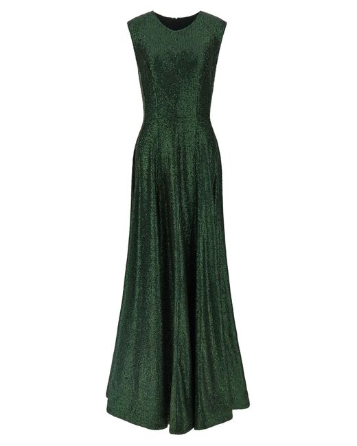 Women's Green Polyester Long Dress