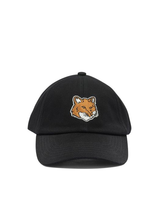 Maison Kitsuné Black "Fox Head" Baseball Cap for men