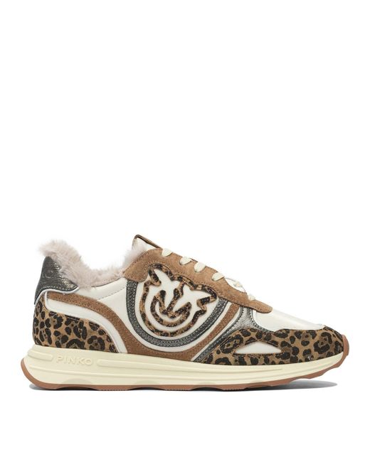 Pinko Natural Leopard Print Sneakers