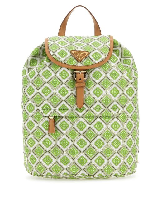 Prada Green Printed Re-Nylon Backpack