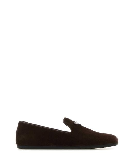 Prada Black Dark Suede Loafers for men
