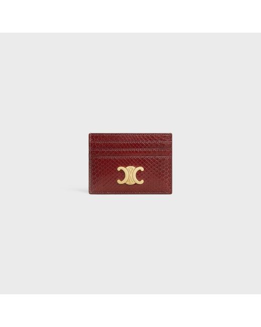 Céline Red Triomphe Python Skin Card Holder