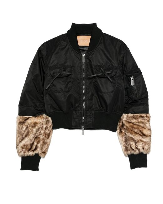 Jakke Black Polyamide Bomber Jacket