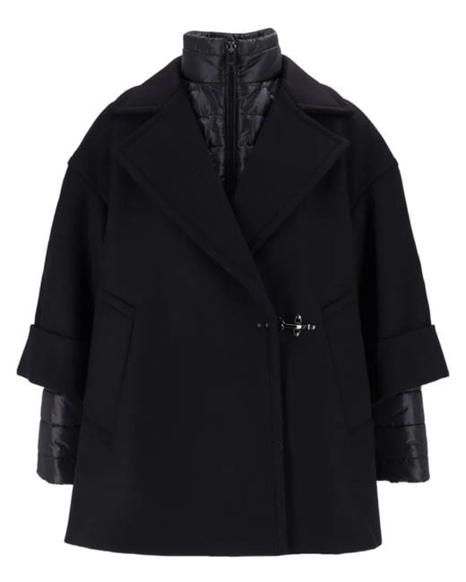 Fay Blue Short Structured Wool Jacket With Unique Fastening