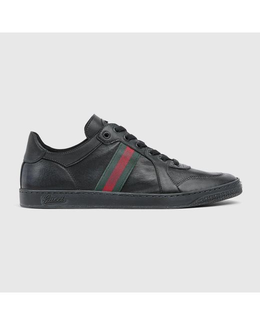 Gucci Black Stretch Leather Effect Sneaker for men