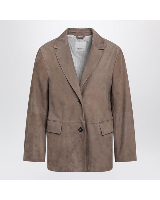 Max Mara Brown Single-Breasted Hazelnut Suede Jacket