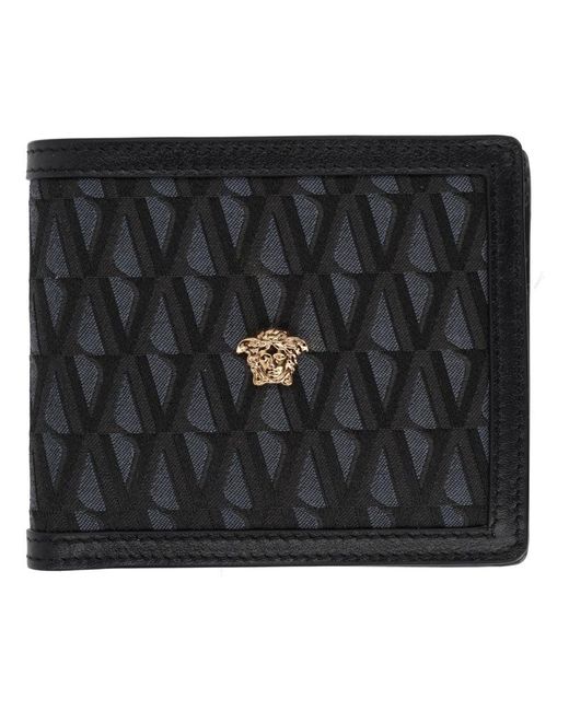 Versace Black Wallet With Logo for men