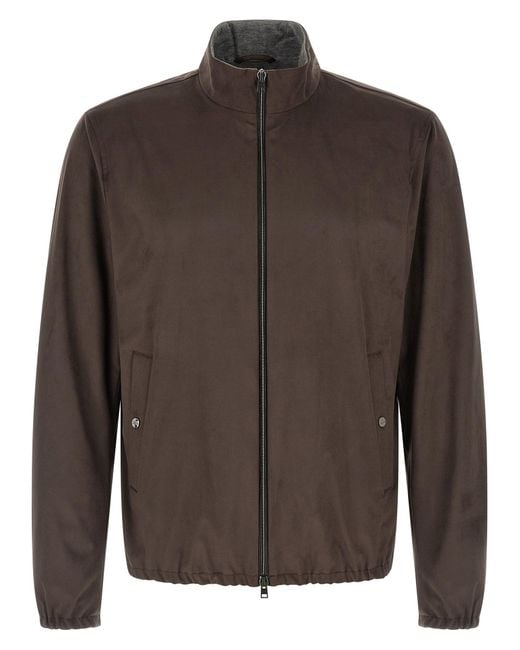 Herno Brown Suede Effect Jacket for men