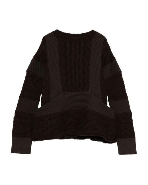 き*よ様 sacai MA-1 X Wool Knit Pullover Sacai Wool Knit Pullover in Black | Lyst