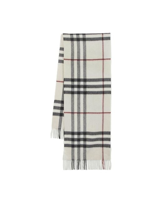 Burberry Gray Rectangular Check Cashmere Scarf