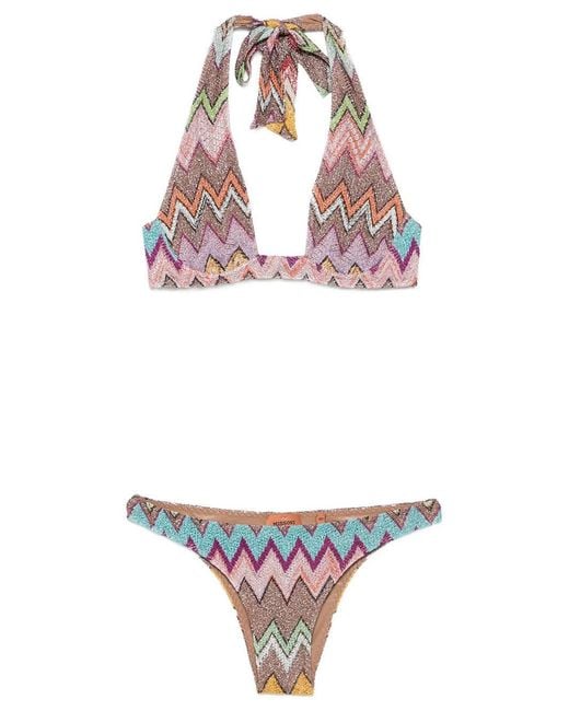 Missoni White Zig-Zag Pattern Bikini