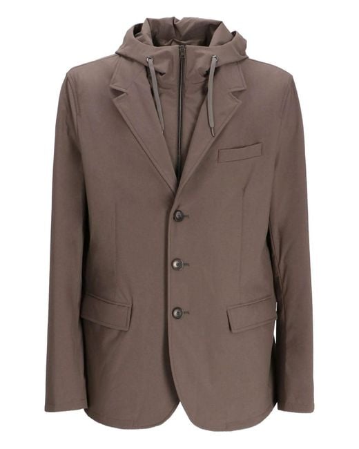 Herno Brown Elastane Blazer for men