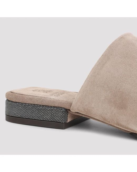 Brunello Cucinelli Multicolor Suede Flat Sandals