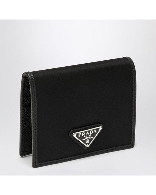 Prada Black Compact Nylon And Leather Wallet