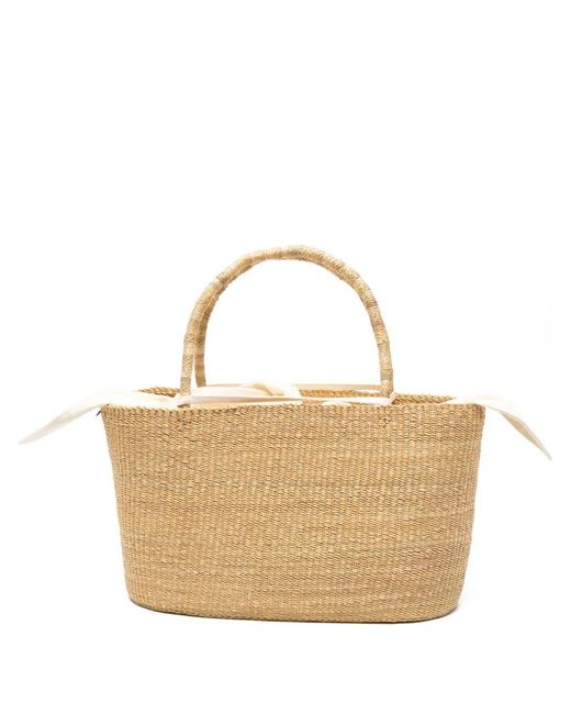 Muuñ White "Maxi Echo" Straw Bag