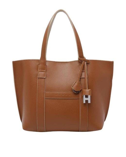 Hogan Brown Small Script Shopping Bag