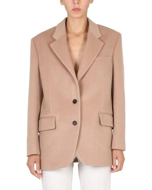 Stella McCartney Natural Single-Breasted Wool Blazer