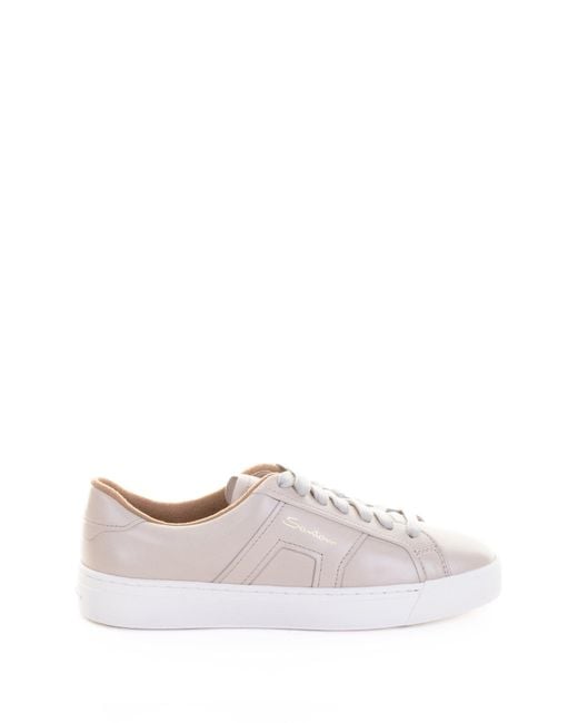 Santoni White Sneakers Leather for men