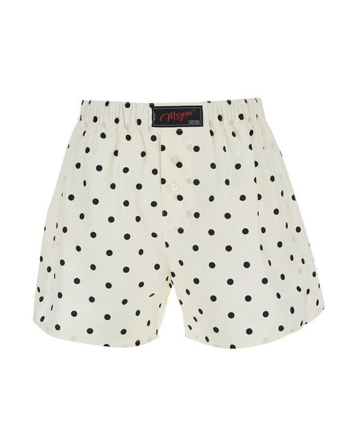 MSGM White Shorts Polka Dot Cotton