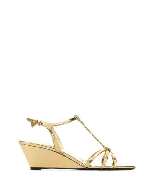 Prada Natural Gold Leather Sandals