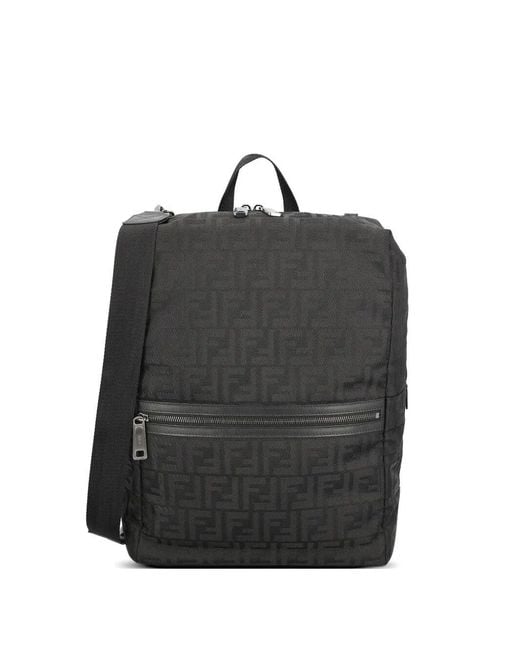 Fendi Black Lui Ff Nylon Backpack for men