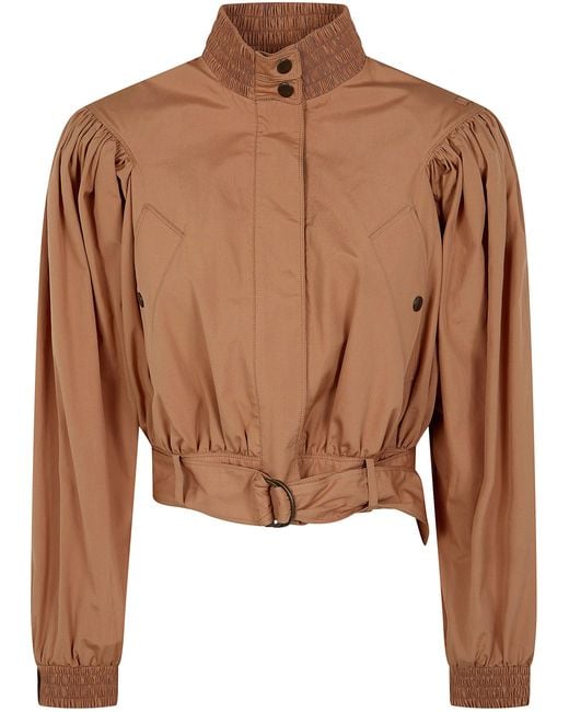 Chloé Brown Cropped Bomber Jacket