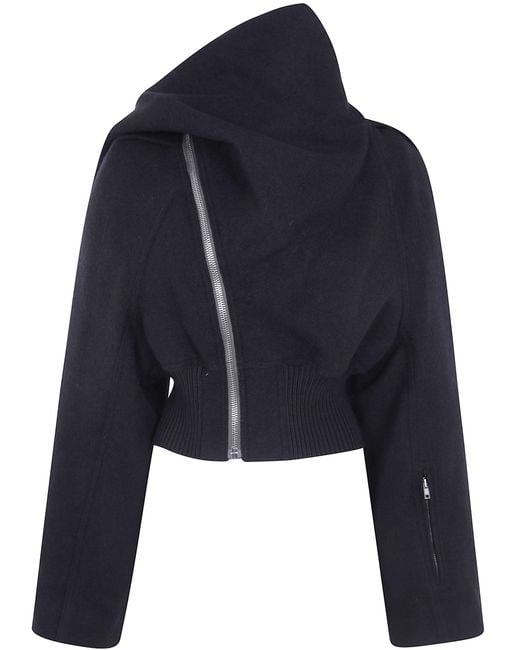 Rick Owens Blue Jacket Wool "Scarf Flight"