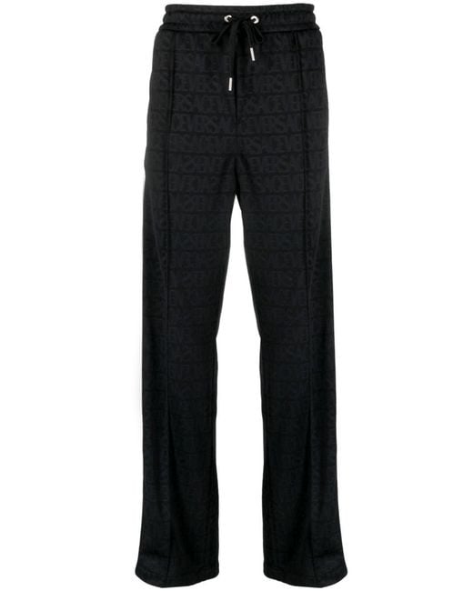 Versace Black Allover Pattern Track Pants for men
