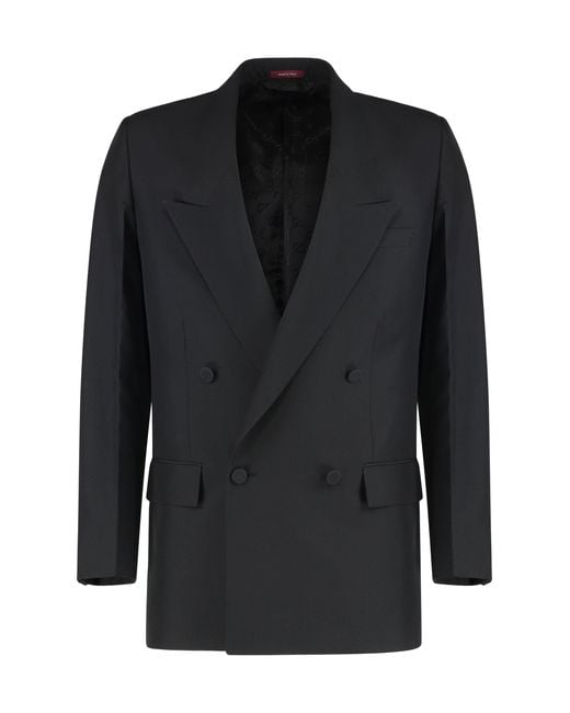 Gucci Black Double-Breasted Wool Gabardine Jacket Suit & Dinner for men