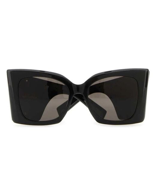 Saint Laurent Black Sl M119 Blaze Rectangular Sunglasses