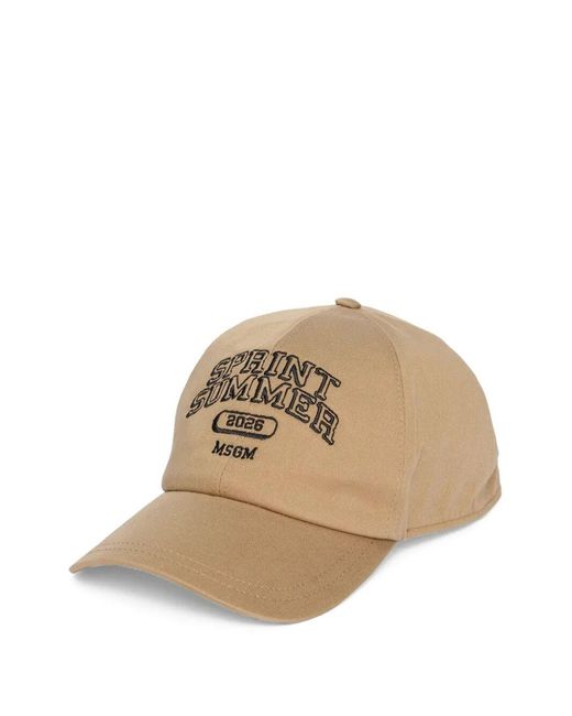 MSGM Natural Baseball Cap With Embroidery