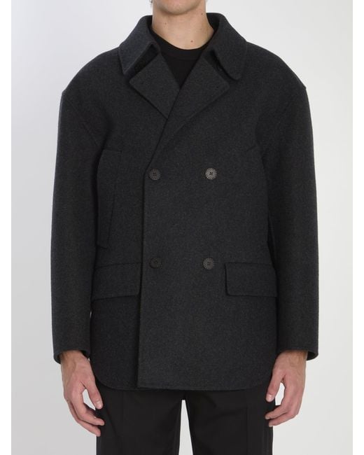 Fendi Black Wool Peacoat for men
