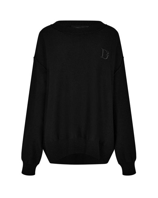 DSquared² Black D2 Statement Logo Knit Sweater
