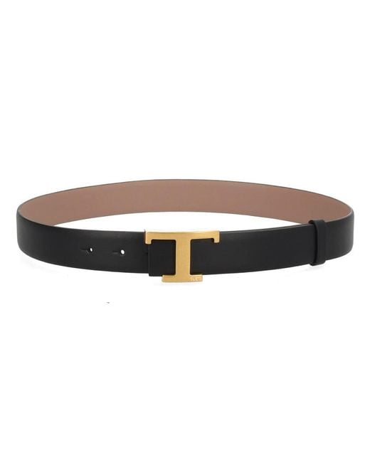 Tod's Black T Logo Buckle Belt