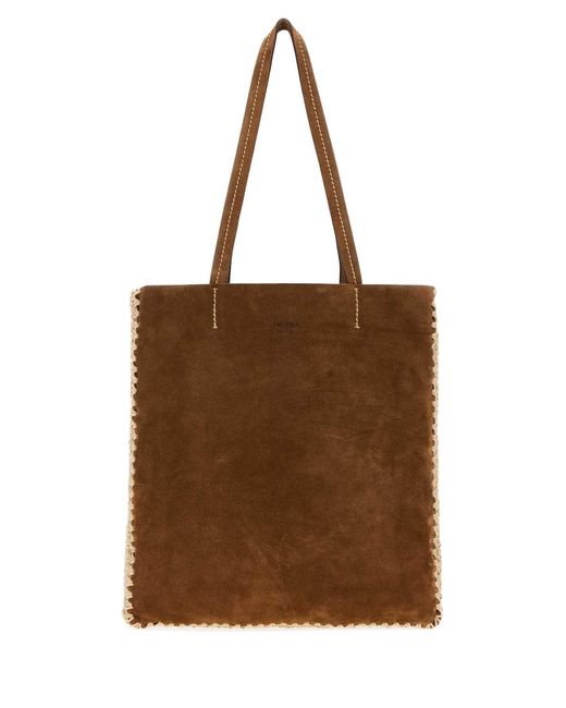 Women's Brown Suede Large Shopping Bag