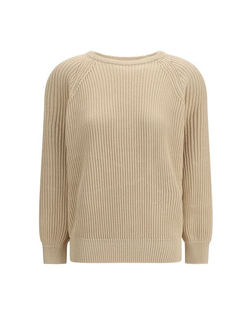Saint Laurent Natural Ribbed Cotton Pullover