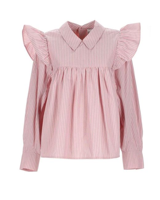 Ganni Pink Shirt With Puffy Straps