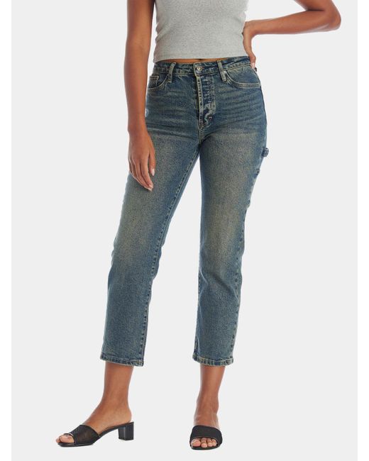 Earnest Sewn High Rise Cropped Ripped Jeans in Blue | Lyst