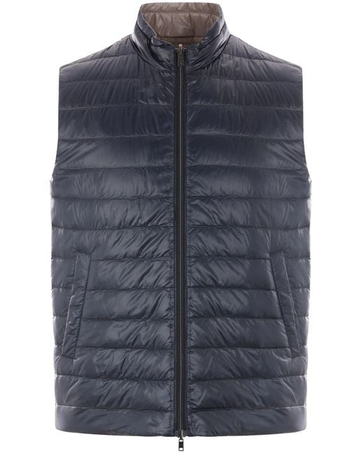 Herno Blue Reversible Nylon Down Jacket for men
