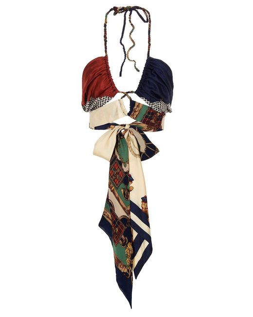 Women's White Designer Scarf Tops