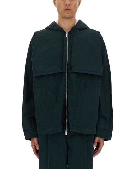 Helmut Lang Blue Garment-Dyed Windbreaker for men