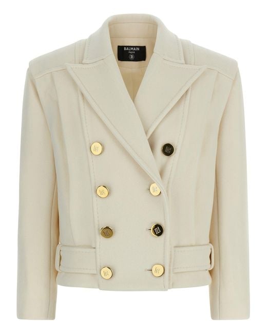 Balmain Natural Wool Coat