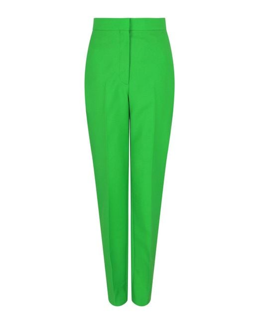 McQueen Green Wool-Blend Trousers