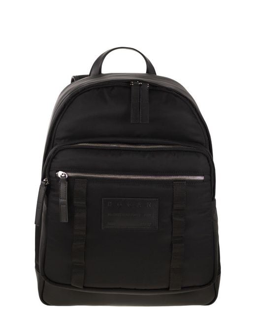 Hogan Black Technical Fabric Backpack