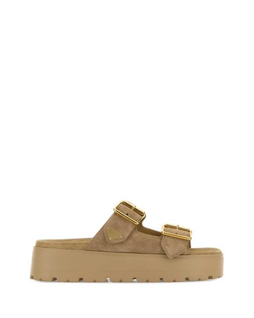 Prada Brown Suede Slippers